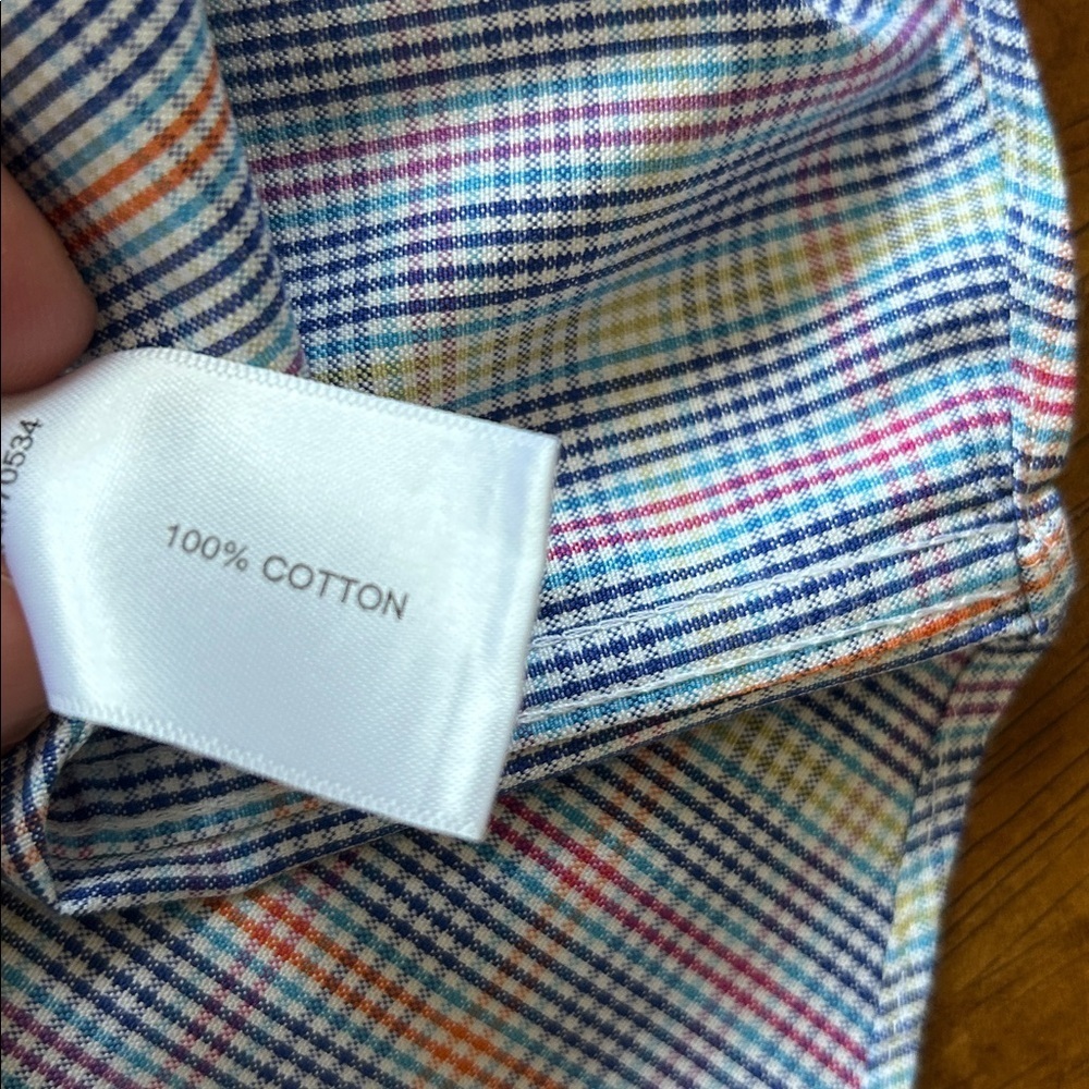 Orvis mens bright colors crisp plaid pinstripe button down dress shirt size M - Picture 8 of 8